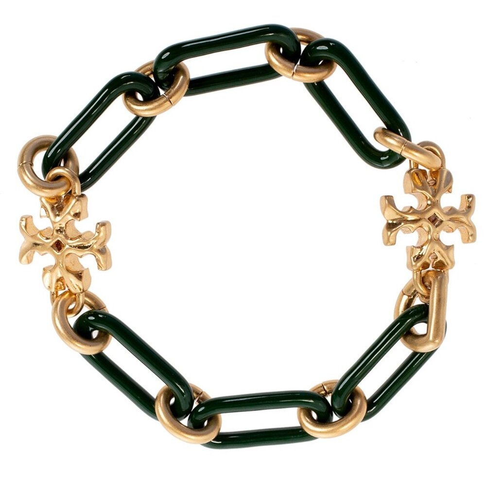 NEW TORY BURCH - ROXANNE GREEN CHAIN BRACELET w/ dustbag